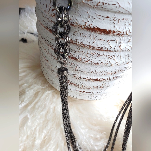 Beautiful long, dark-silver chain OS NWOT - Picture 1 of 6